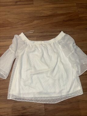 Maurices White Off-Shoulder Dot Blouse